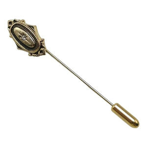 Avon Clear Rhinestone Hat Lapel Stick Pin Brass Tone Vintage